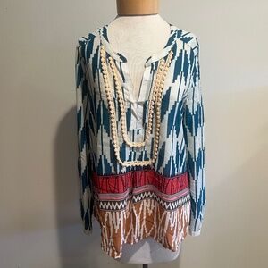 Anthropologie Maeve Womens Aztec Print Blouse Size 8